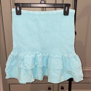 PRANELLA Light Blue Ruffled Smocked Mini Skirt - Women's